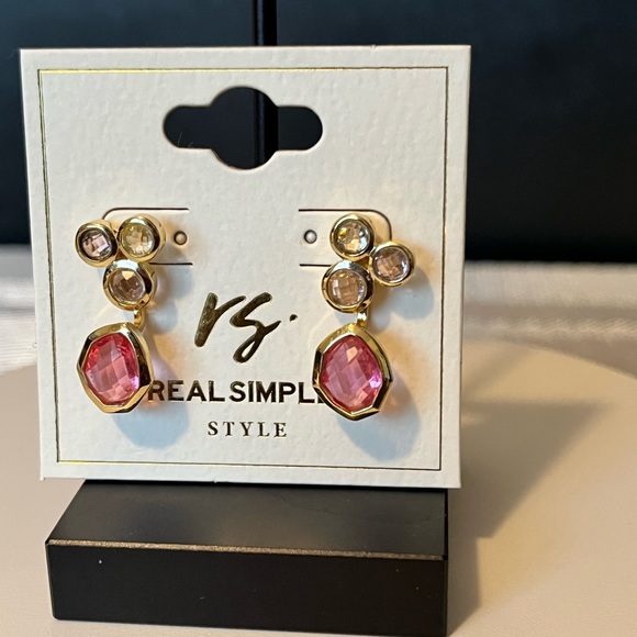 REAL SIMPLE STYLE NWT YELLOW GOLD-PLATES OVER STERLING SILVER & PINK EAR… - Picture 6 of 10